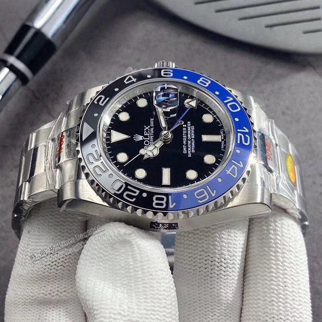 勞力士複刻手錶 Rolex男士腕表 黑藍陶瓷圈 GMTMASTER格林尼治型環球腕表 126710BLRO-0001  gjs2183